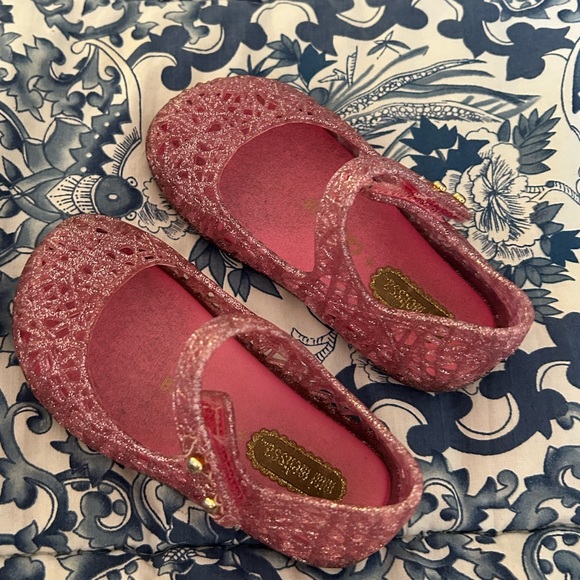 Mini Melissa Pink Glitter Shoes - Picture 1 of 2